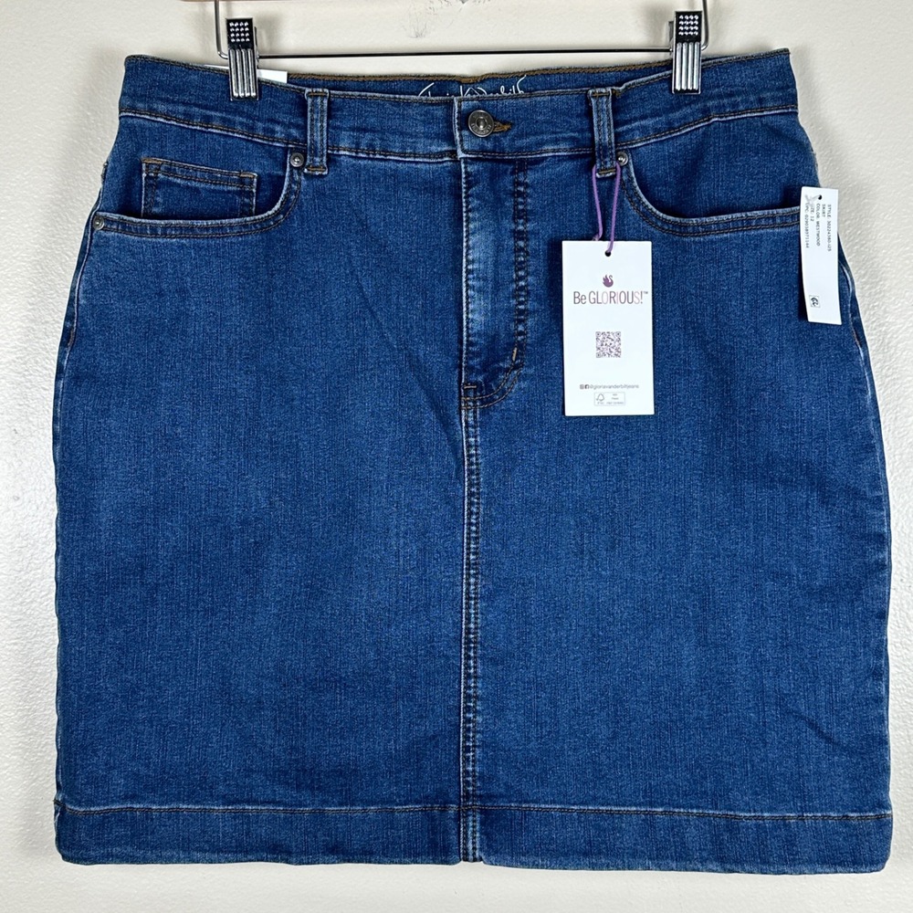 Gloria Vanderbilt Women's 10‎ Denim Skirt Westwood Blue Slimming Classic NEW